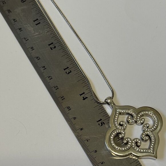 Brighton Pendant Necklace Toledo Mido 14.5" Silver Rhinestone Scroll Snake Chain - Picture 7 of 8